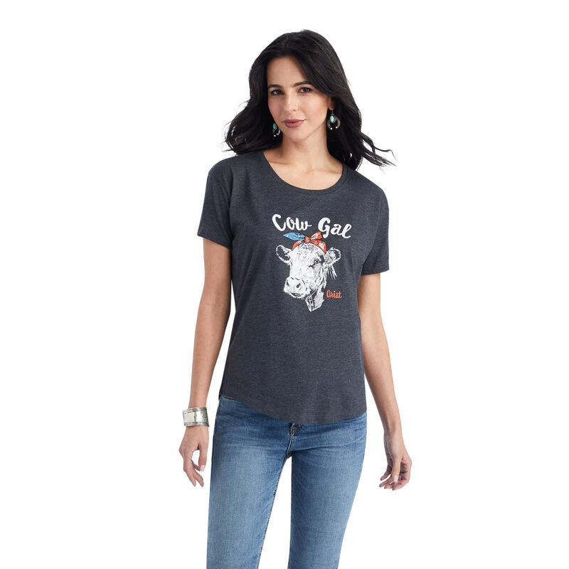 Camisetas Ariat Cow Gal Gris Oscuro Mujer - Chile 708-KOPAGL